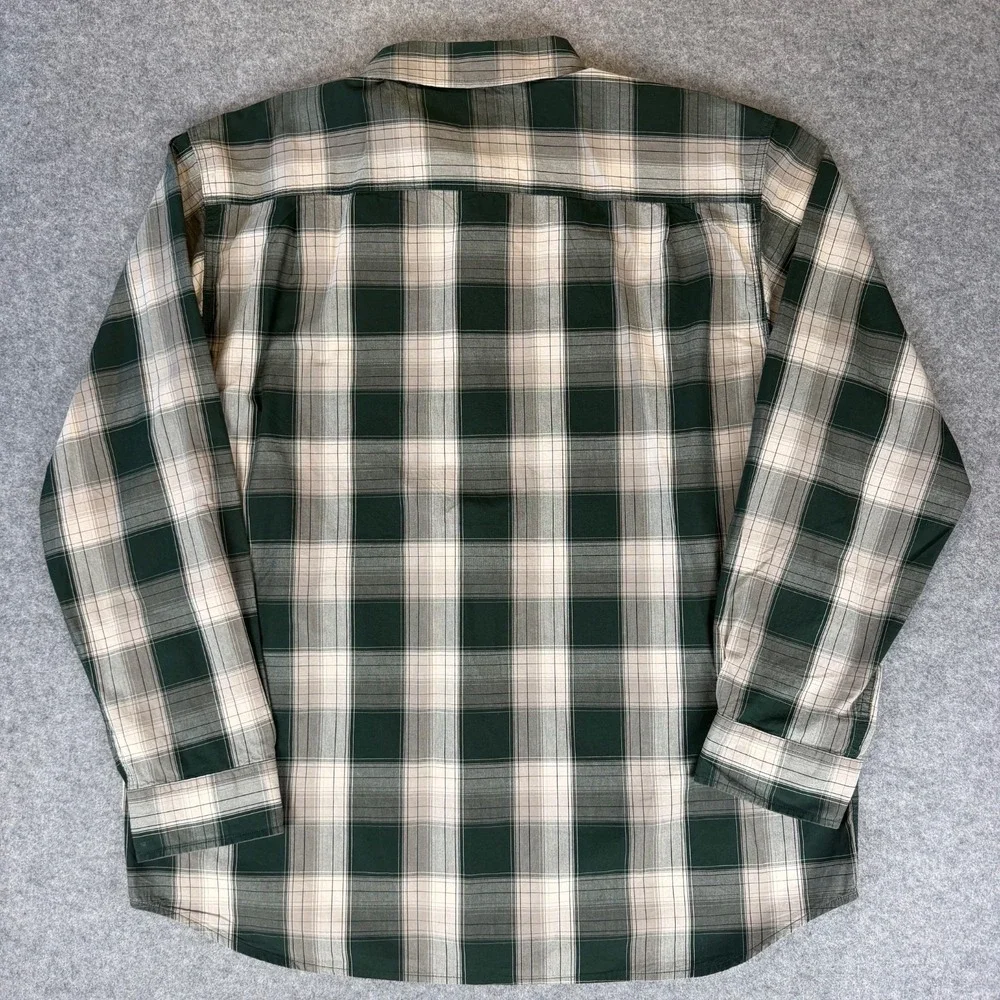 Carhartt Mens XL Plaid Flannel Shirt Long Sleeve Green White Button Up Relax Fit - Picture 5 of 10